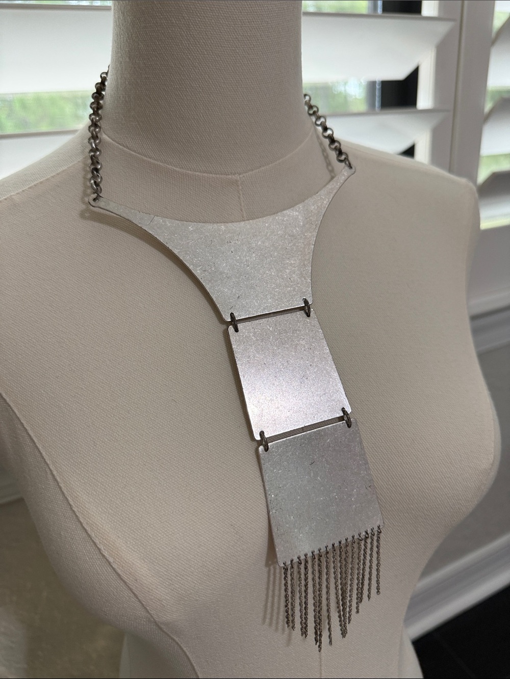 Statement Silver-Tone Fringe Pendant Necklace - Women Jewelry